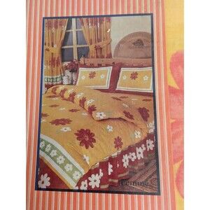 Vtg MCM King Duvet Set Flower Power Mod Retro Pink Yellow Pillowcases NIP